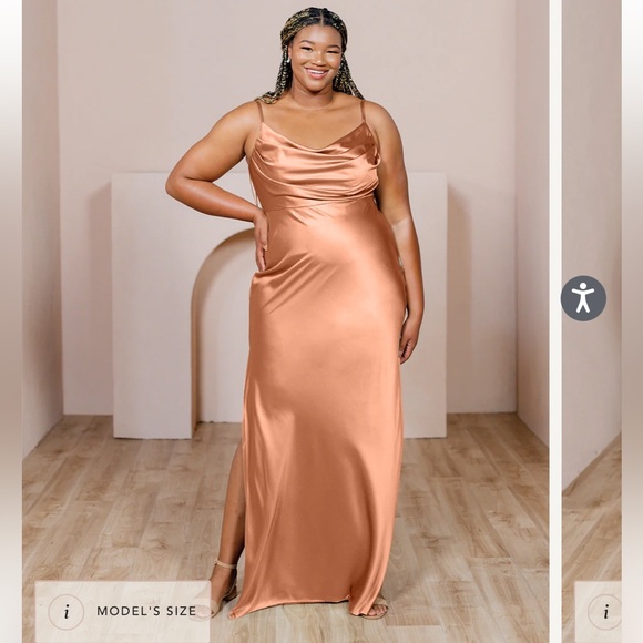 Revelry Skye Satin Dress in Copper - Picture 2 of 10
